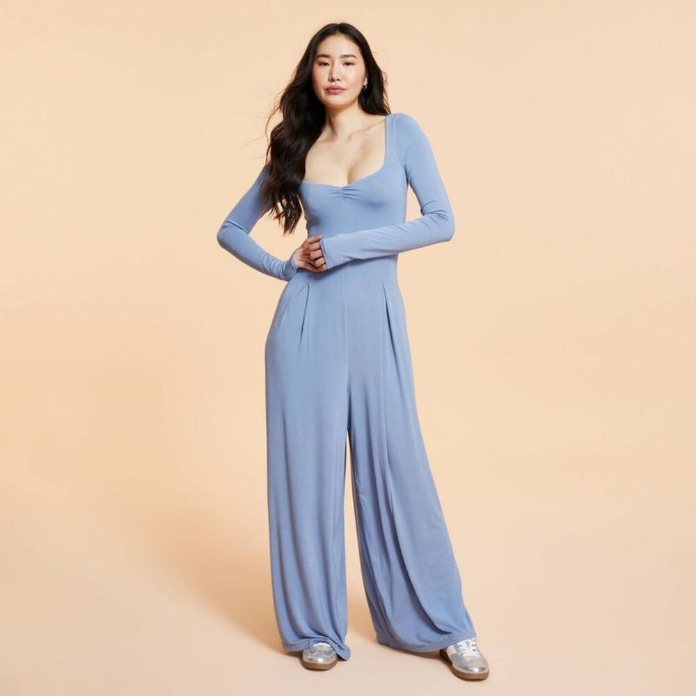 Women's Wide-Leg Jumpsuit in Light Blue